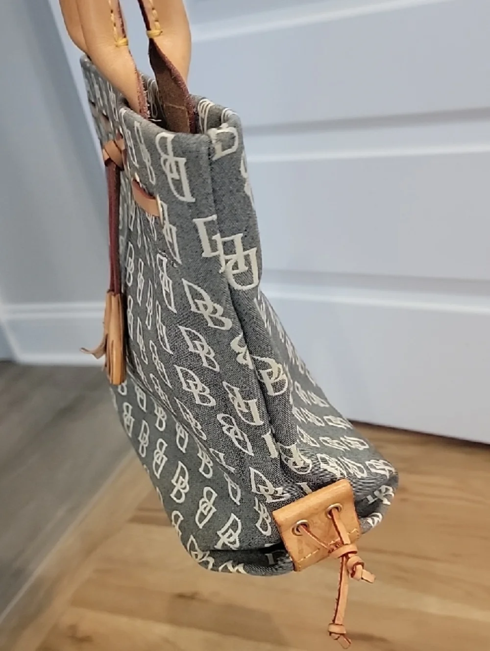 Dooney & Bourke Y2K Signature Monogram Tassel Tote Bag Possibly Vintage